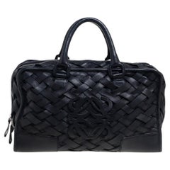 Loewe Schwarze Amazona-Tasche aus gewebtem Leder