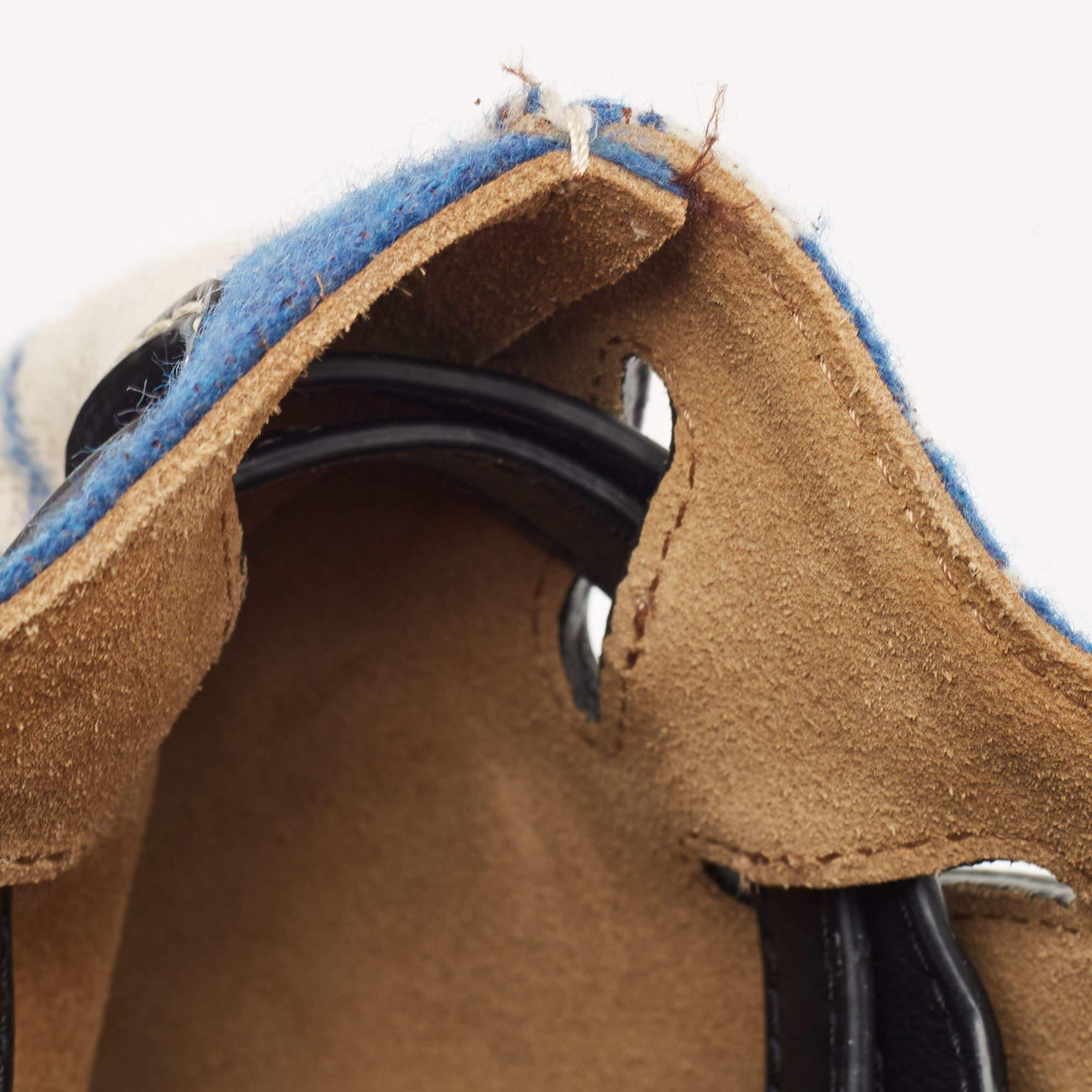 Loewe Blue/Brown Wool and Leather Lazo Bucket Bag 1