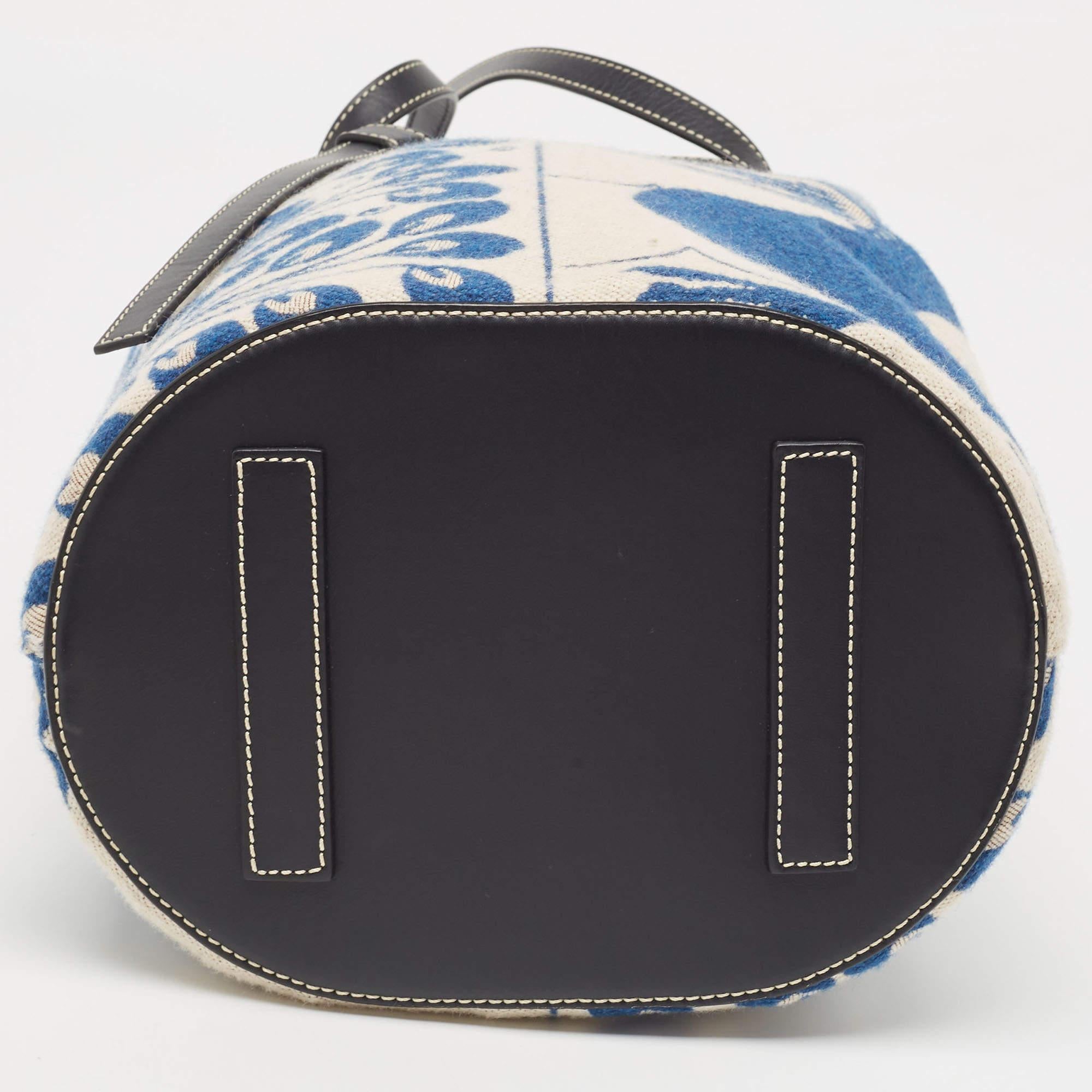 Loewe Blue/Brown Wool and Leather Lazo Bucket Bag 4
