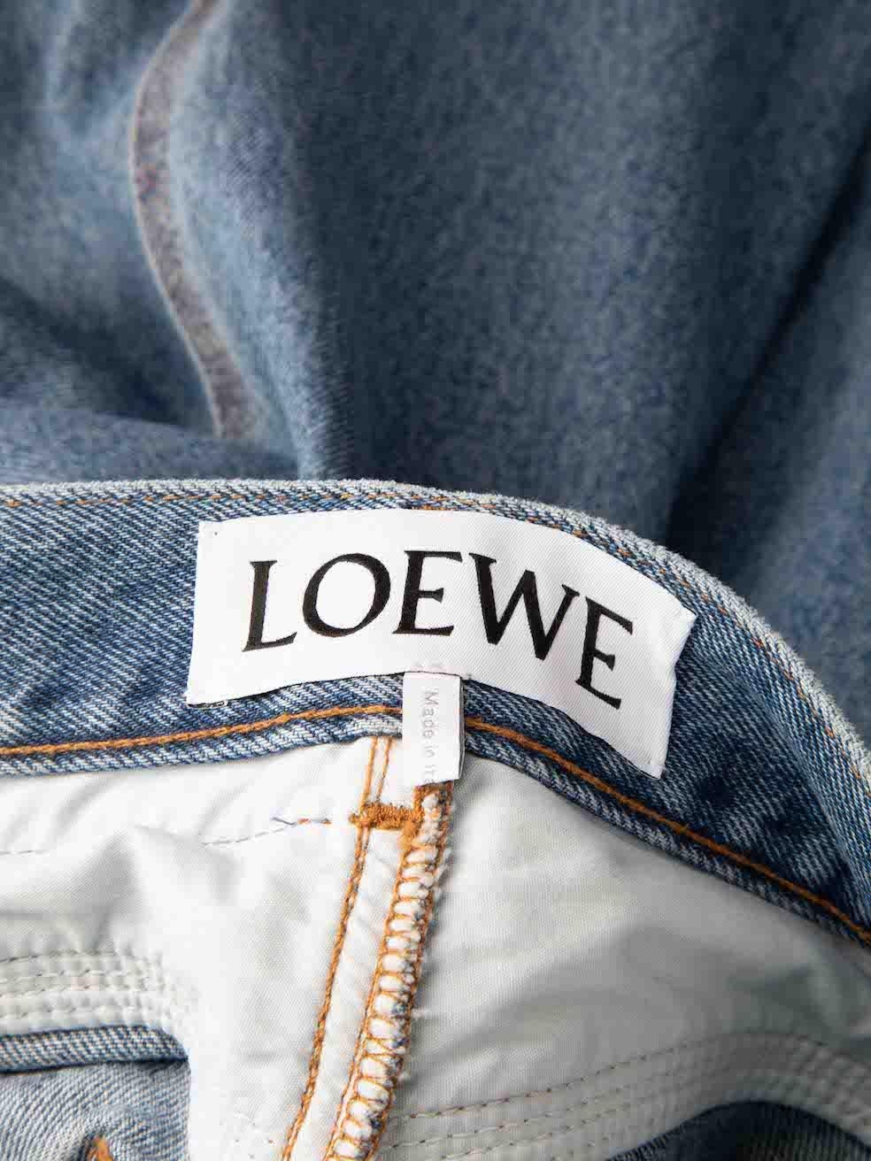 Women's Loewe Blue Denim Logo Crop Straight Leg Jeans Size XS
