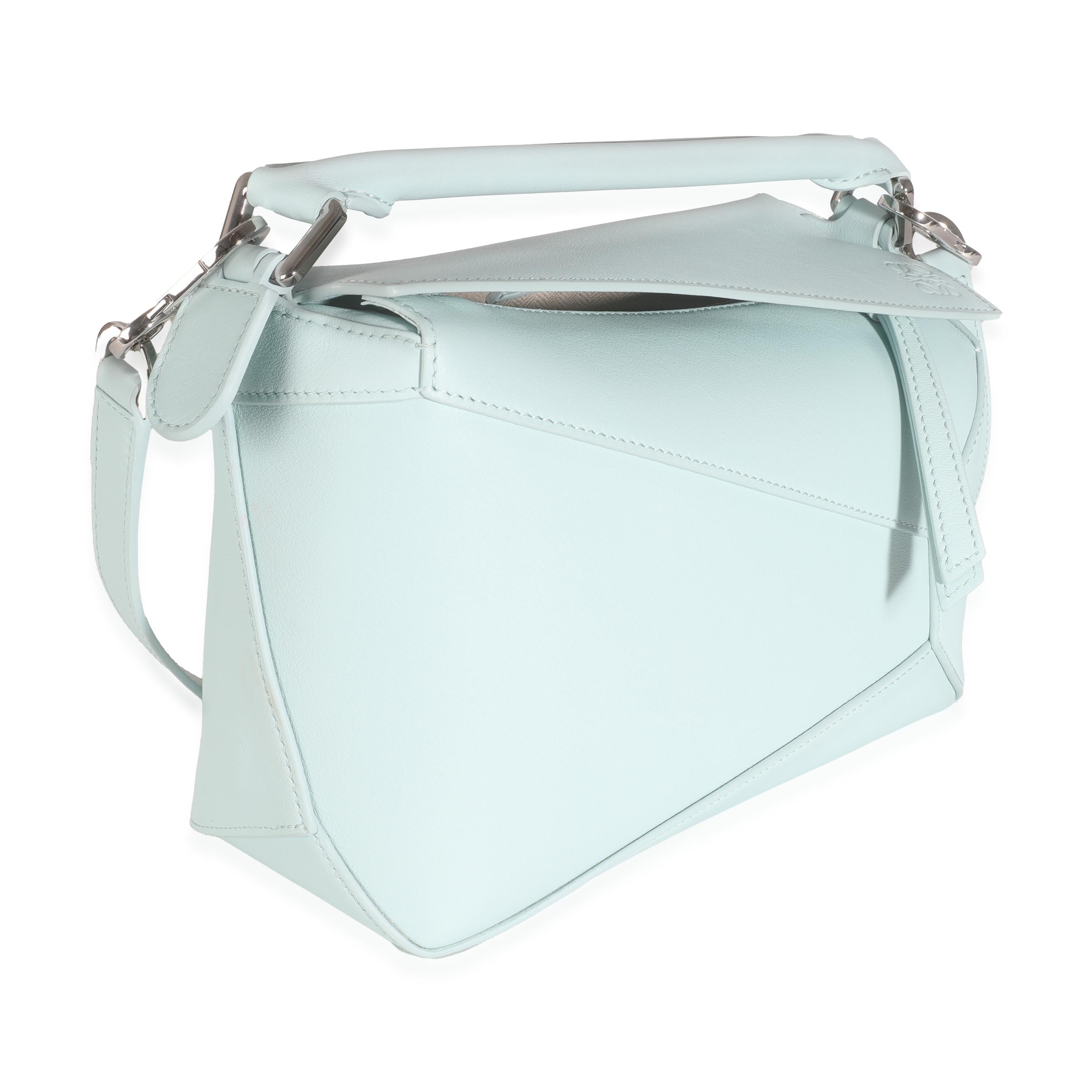 Gray Loewe Blue Iceberg Classic Calfskin Small Puzzle Edge Bag For Sale