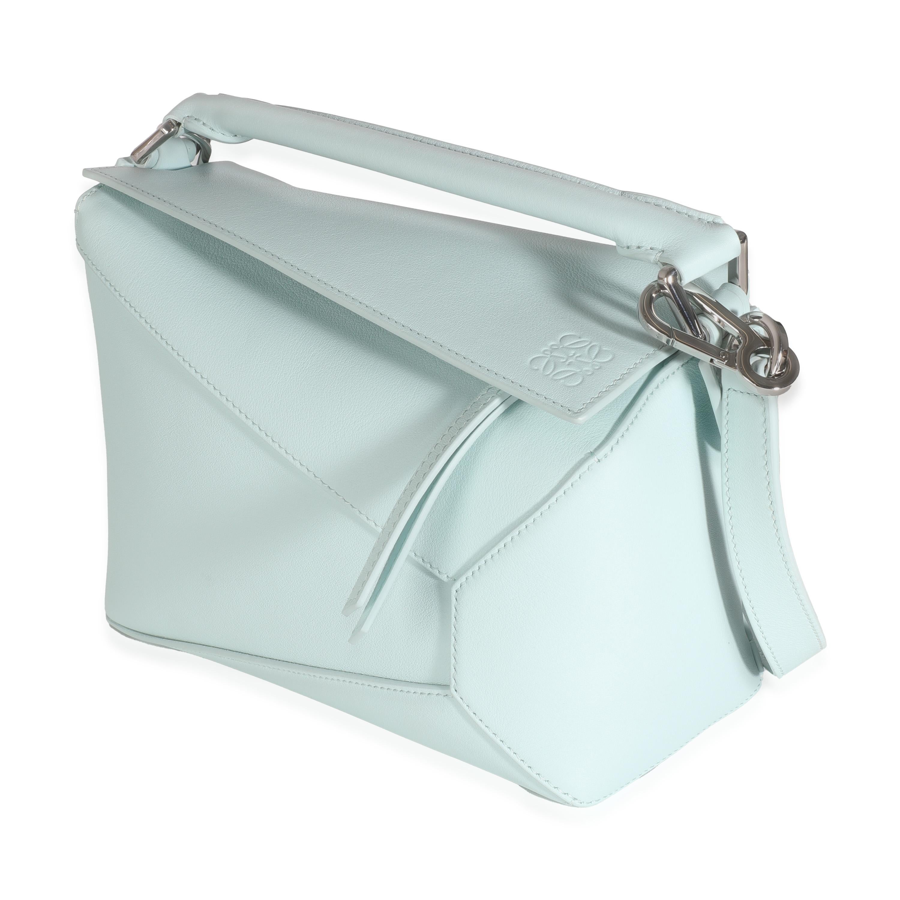 Loewe Blue Iceberg Classic Calfskin Small Puzzle Edge Bag In Excellent Condition For Sale In New York, NY
