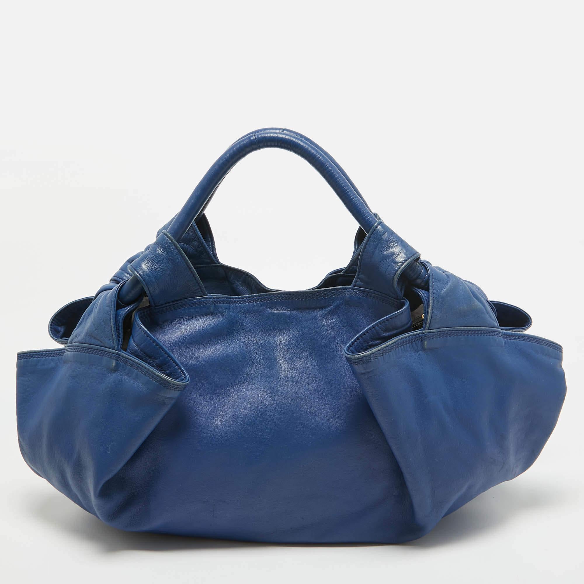 Women's Loewe Blue Leather Aire Hobo