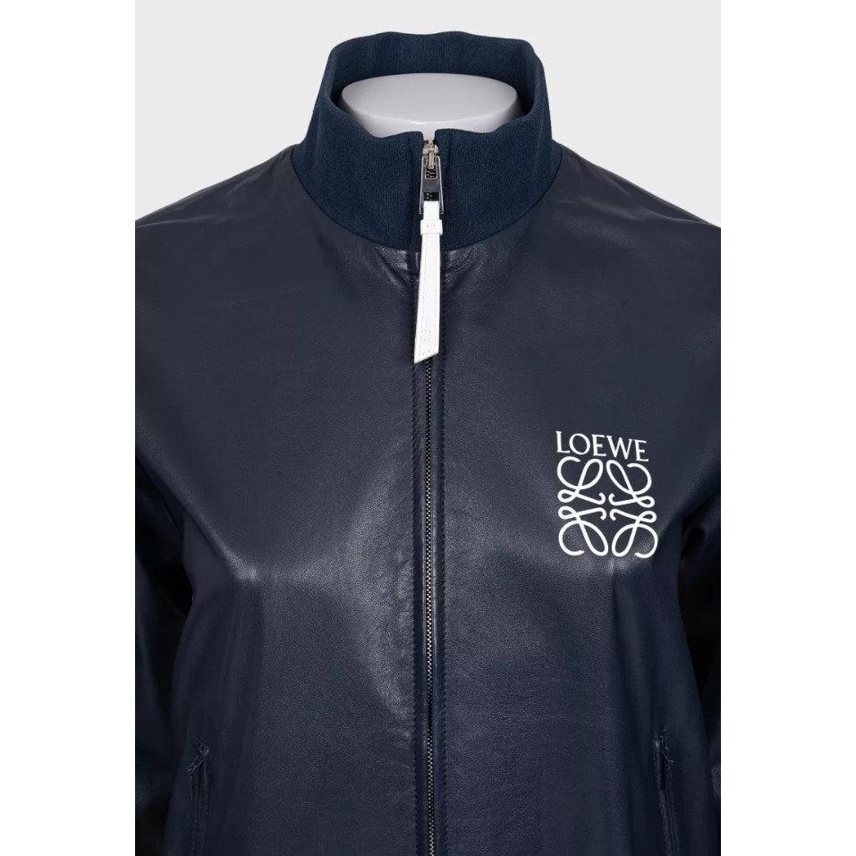 Giacca Loewe in pelle blu con dettaglio logo Sz.38/M In condizioni buone in vendita a Krakow, PL