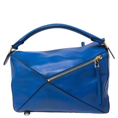 Loewe Blue Leather Large Puzzle Shoulder Bag