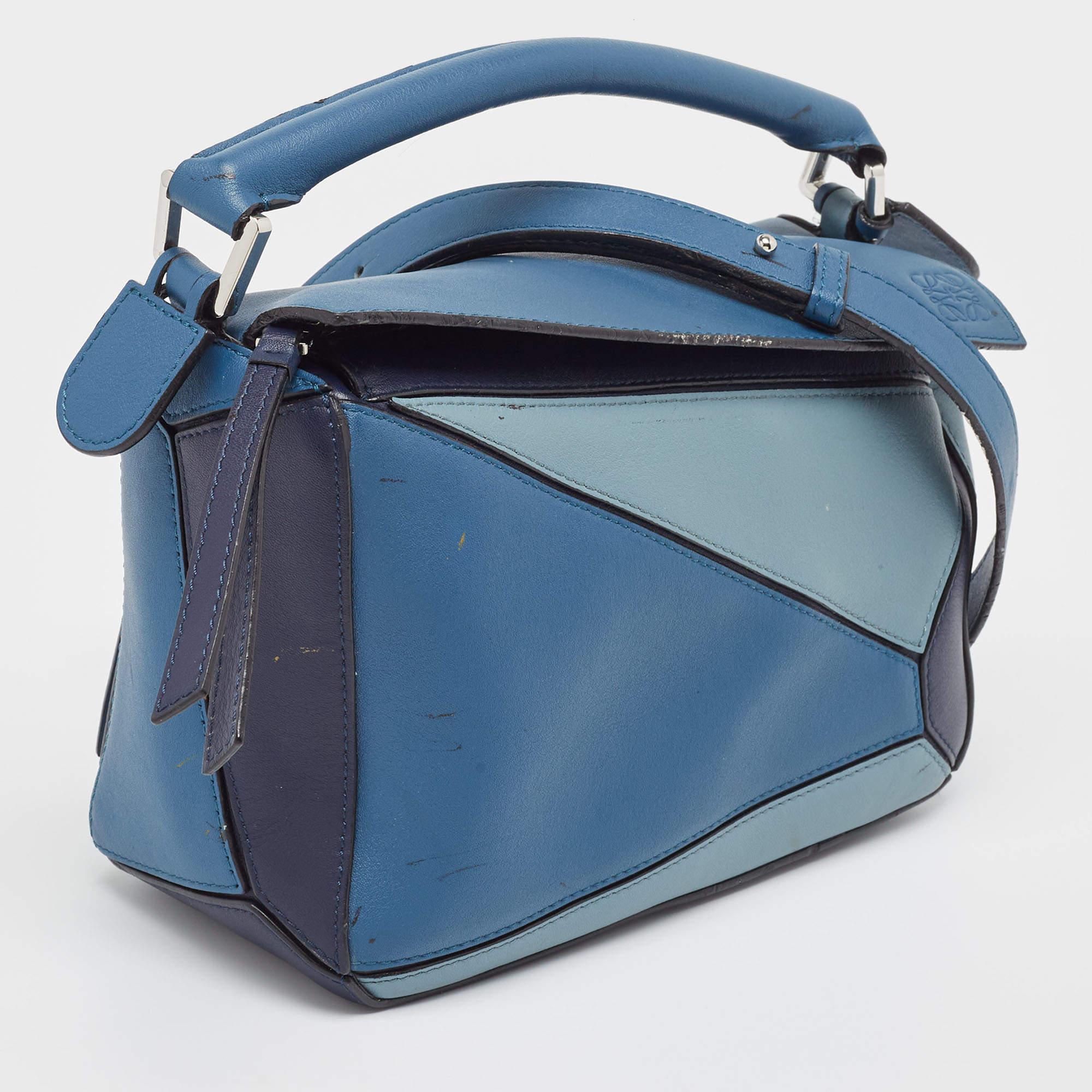 Loewe Blue Leather Small Puzzle Shoulder Bag 10