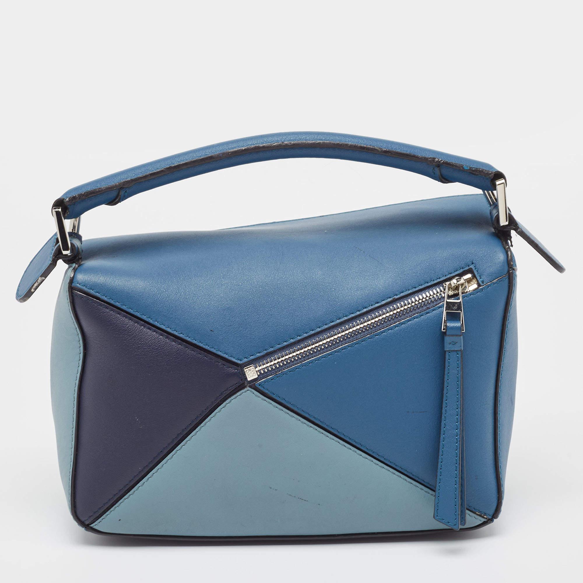 Loewe Blue Leather Small Puzzle Shoulder Bag 2