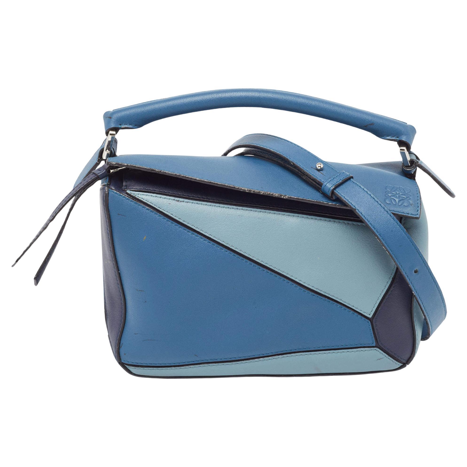 Loewe Blue Leather Small Puzzle Shoulder Bag