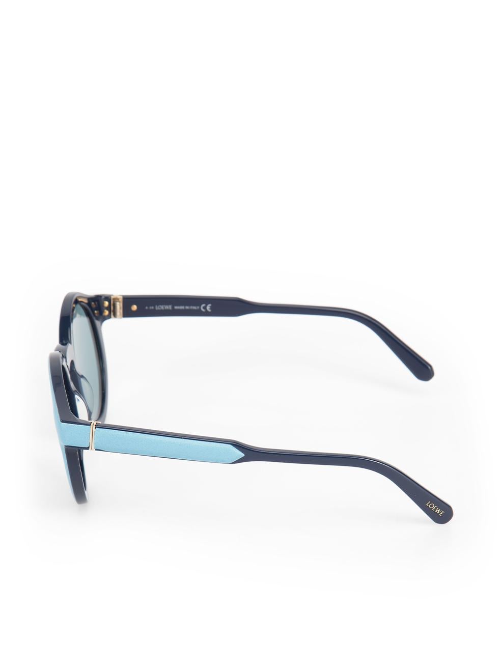Loewe Blue Leather Trim Round Sunglasses 1