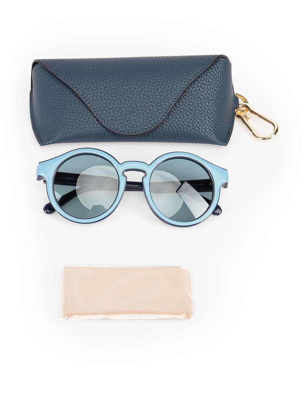 Loewe Blue Leather Trim Round Sunglasses 4