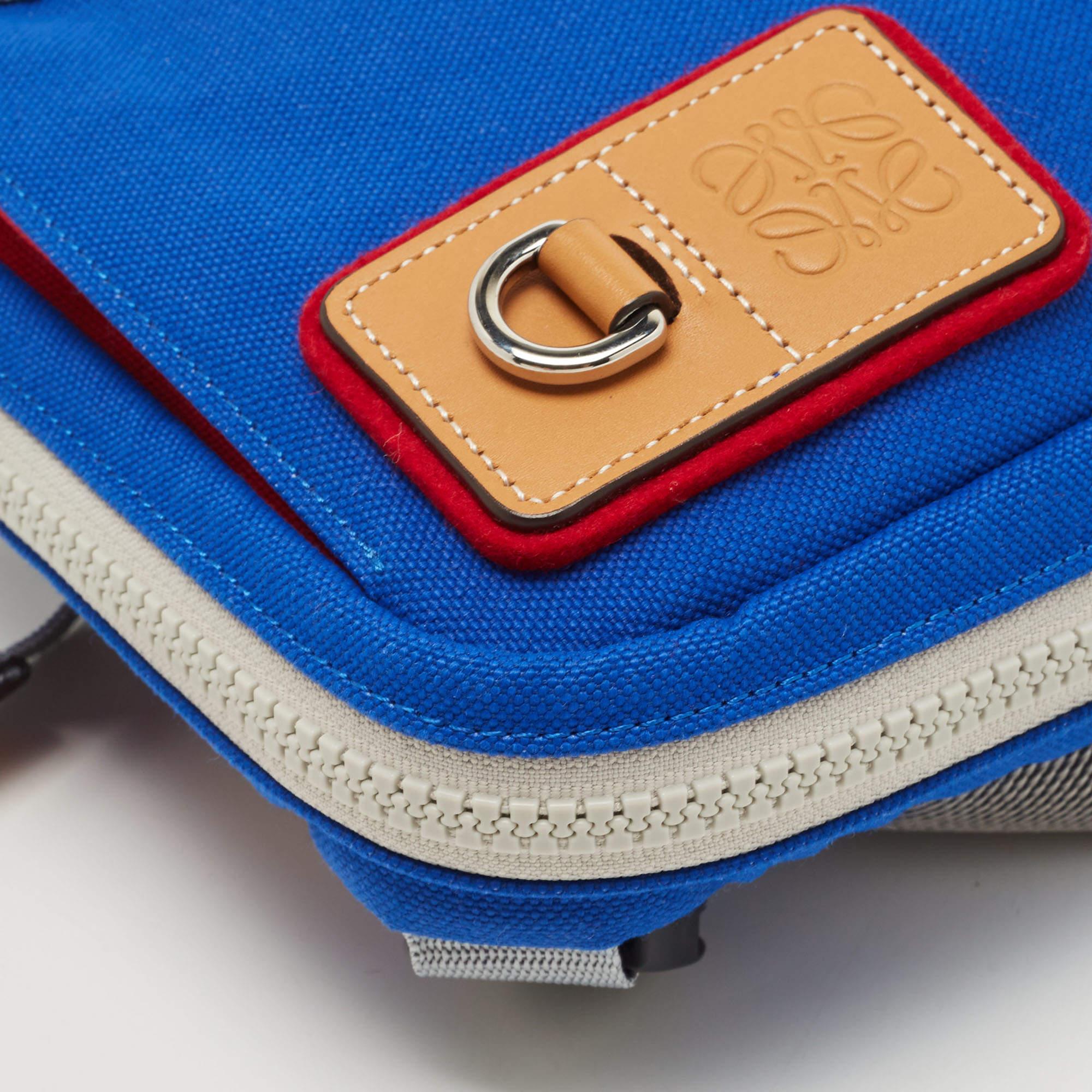 Loewe Blue/Red Canvas Color-Block Sling Backpack 5