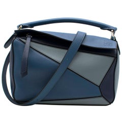 Used Loewe Blue Small Puzzle Bag Small