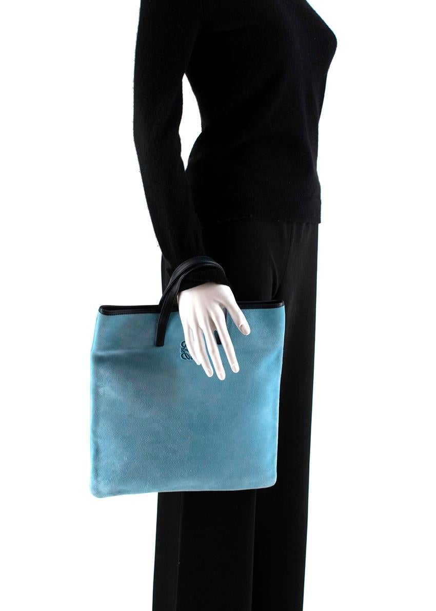 Loewe Blue Suede Top Handle Vintage Tote Bag In New Condition For Sale In London, GB
