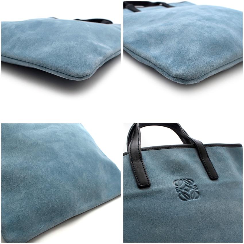 Women's Loewe Blue Suede Top Handle Vintage Tote Bag For Sale