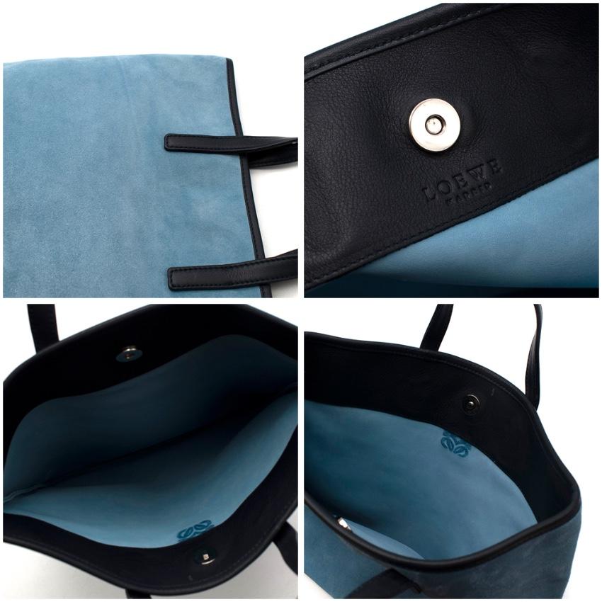 Loewe Blue Suede Top Handle Vintage Tote Bag For Sale 1