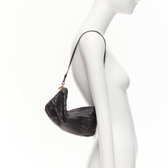 LOEWE Bracelet Pouch black pleated leather gold anagram logo wrist shoulder bag