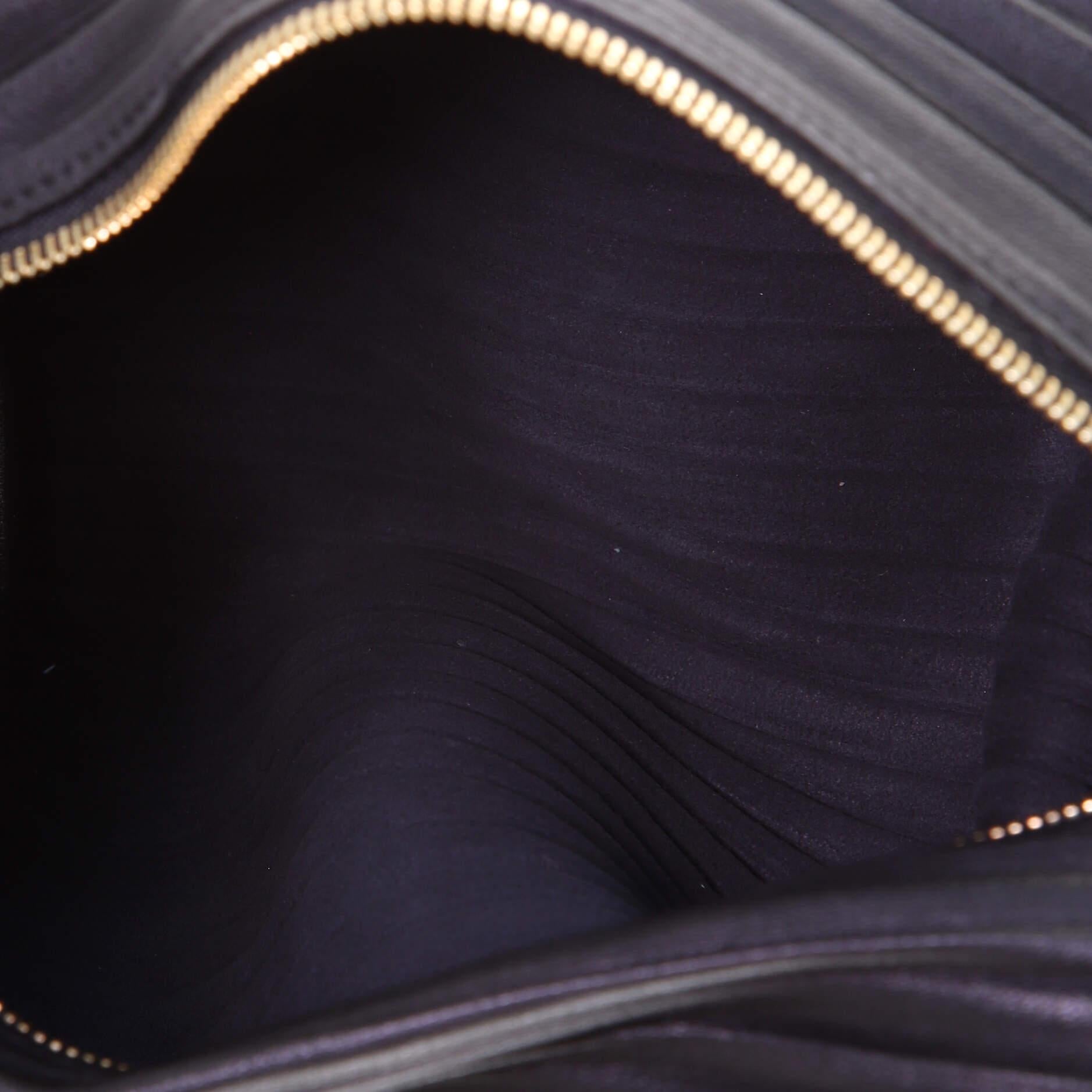 Black Loewe Bracelet Pouch Shoudler Bag Pleated Leather