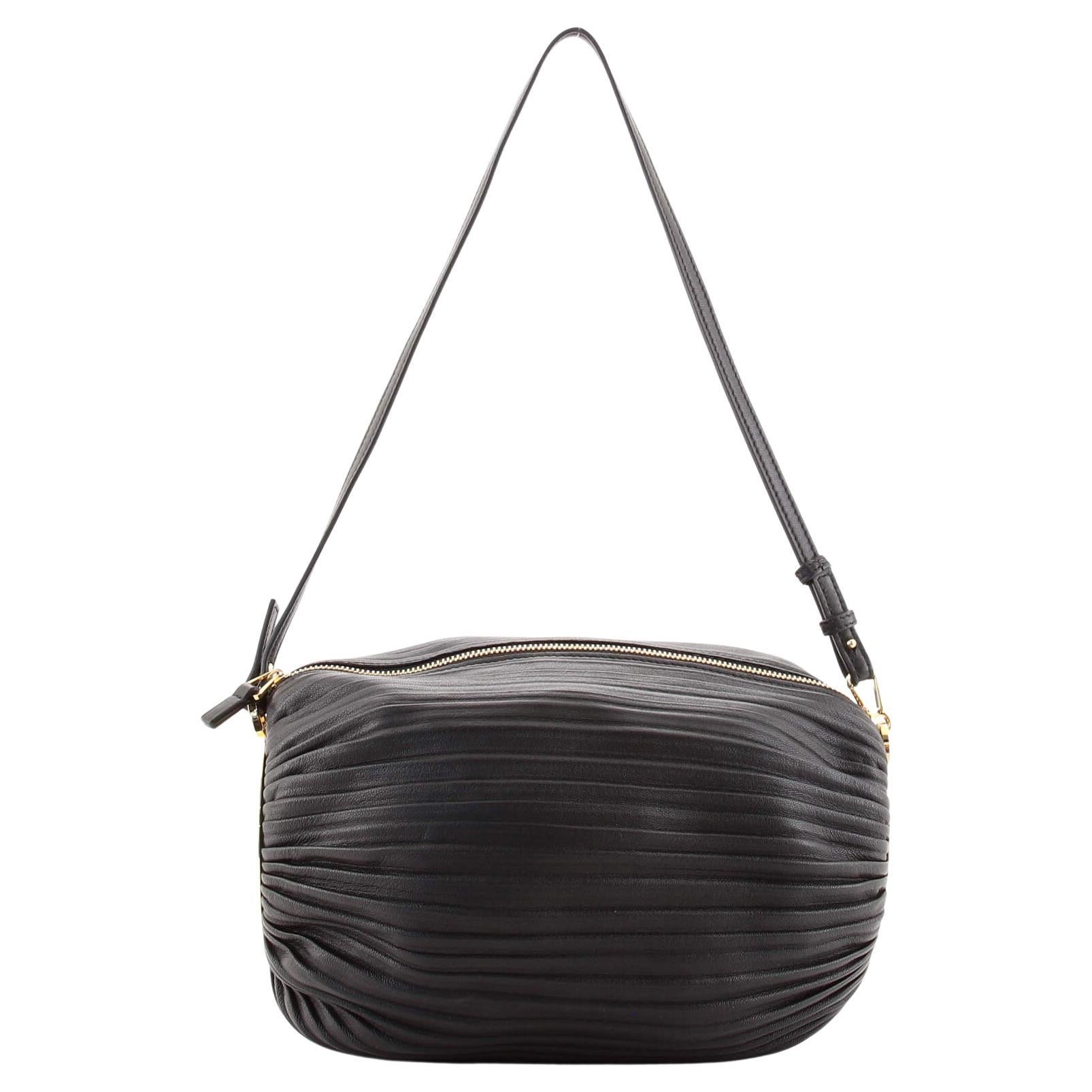 Loewe Bracelet Pouch Shoudler Bag Pleated Leather
