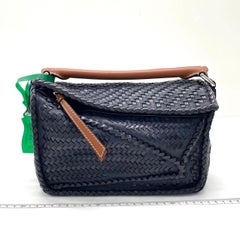 Loewe Braided Puzzle Small Woven Navy Leather Crossbody Bag Loewe Braided Puzzle Small Woven Navy Leather Crossbody Bag