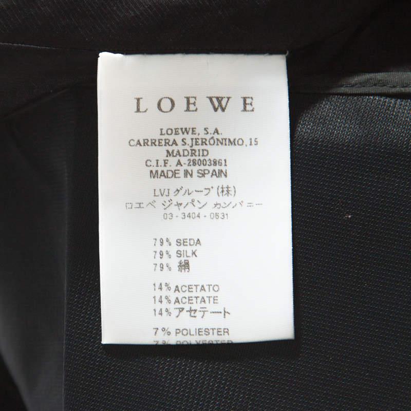 Loewe Brown and Metallic Blue Polka Dot Pattern Silk Pleat Detail Dress  In Good Condition For Sale In Dubai, Al Qouz 2