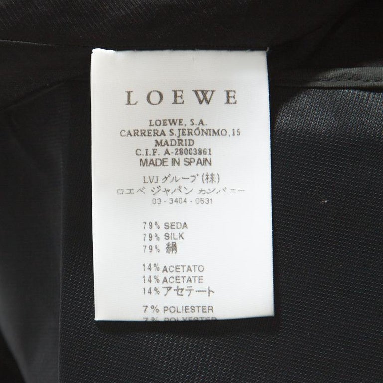 Loewe Brown and Metallic Blue Polka Dot Pattern Silk Pleat Detail Dress M at 1stDibs