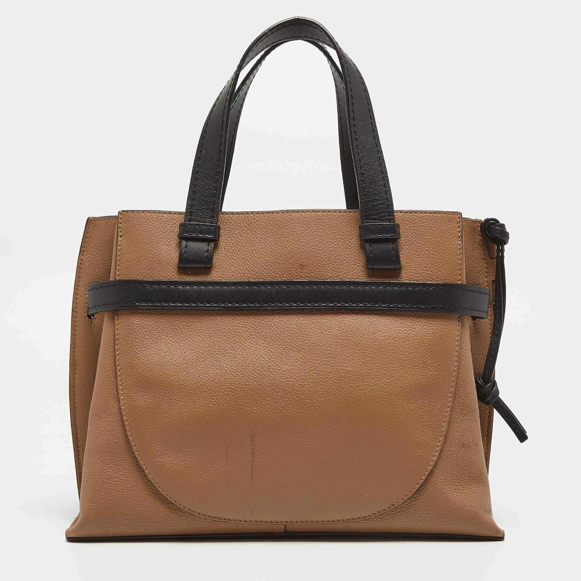 Women's Loewe Brown/Black Leather Gate Tote