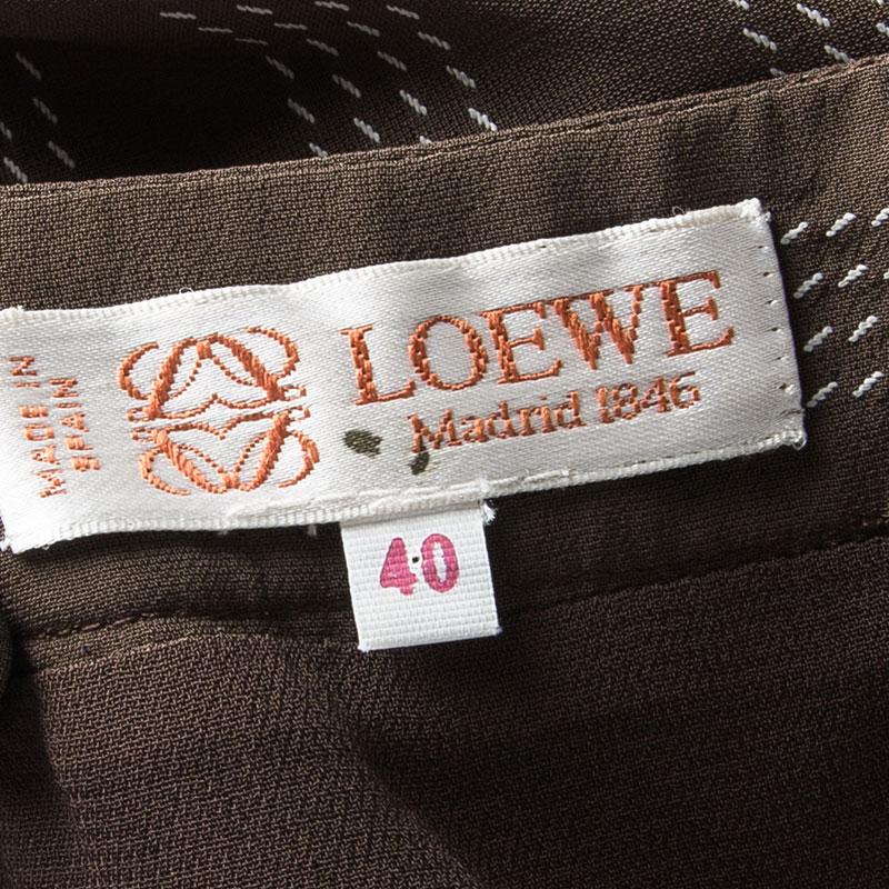 Loewe Brown Chevron Striped Sleeveless Maxi Dress M In Excellent Condition In Dubai, Al Qouz 2