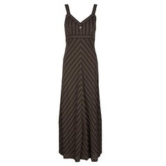 Loewe Brown Chevron Striped Sleeveless Maxi Dress M