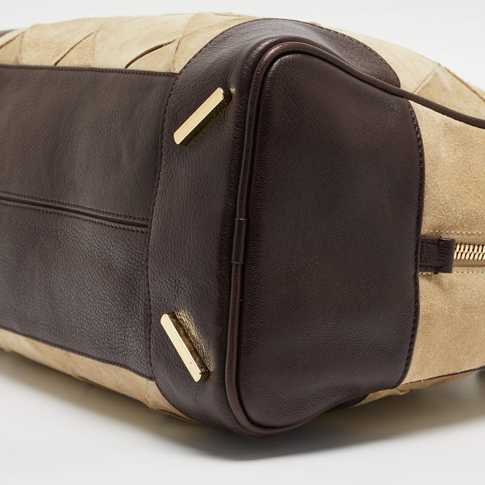 Loewe Brown/Cream Woven Leather and Suede Amazona 36 Bag 5