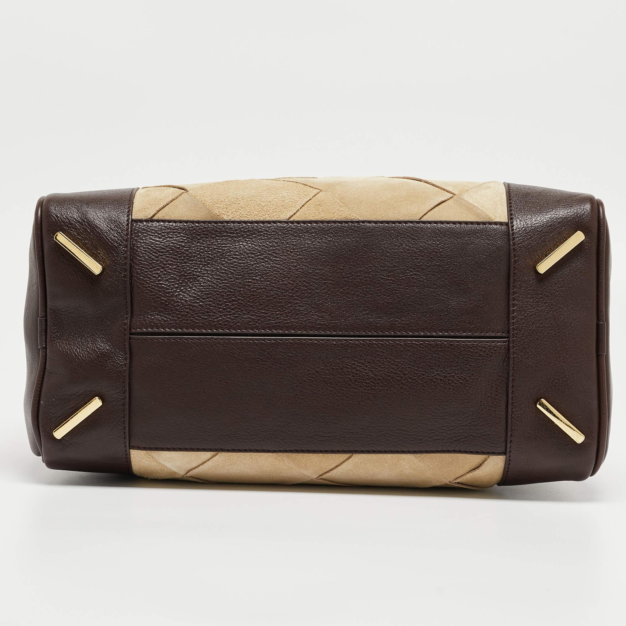 Loewe Brown/Cream Woven Leather and Suede Amazona 36 Bag 3