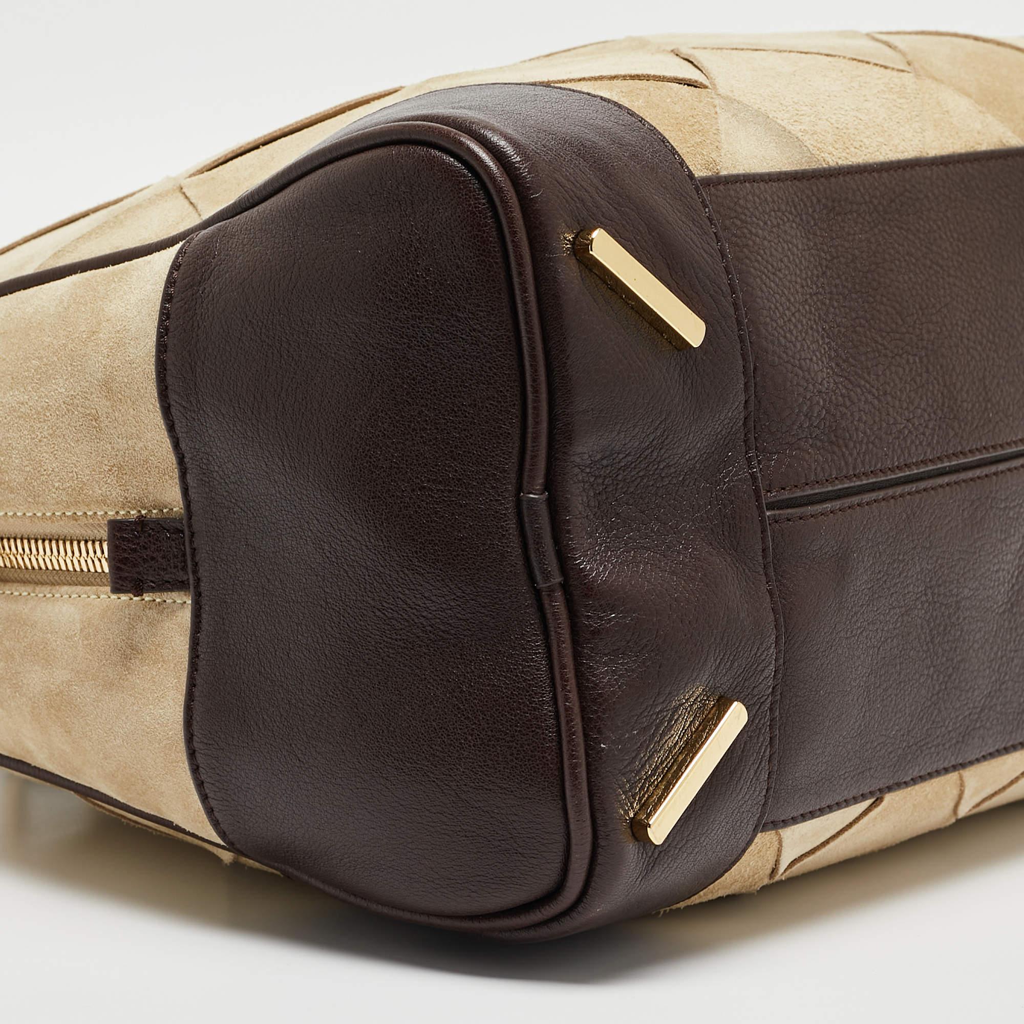 Loewe Brown/Cream Woven Leather and Suede Amazona 36 Bag 4