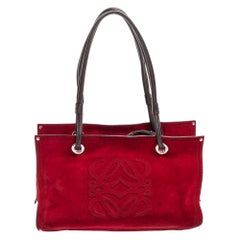 Loewe Brown/Dark Red Suede And Leather Satchel