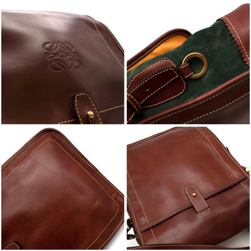 Loewe Braun & Grünes Wildleder & Leder Vintage Umhängetasche (Schwarz)