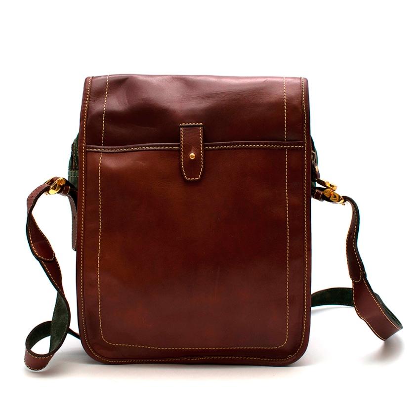 Loewe Braun & Grünes Wildleder & Leder Vintage Umhängetasche für Damen oder Herren