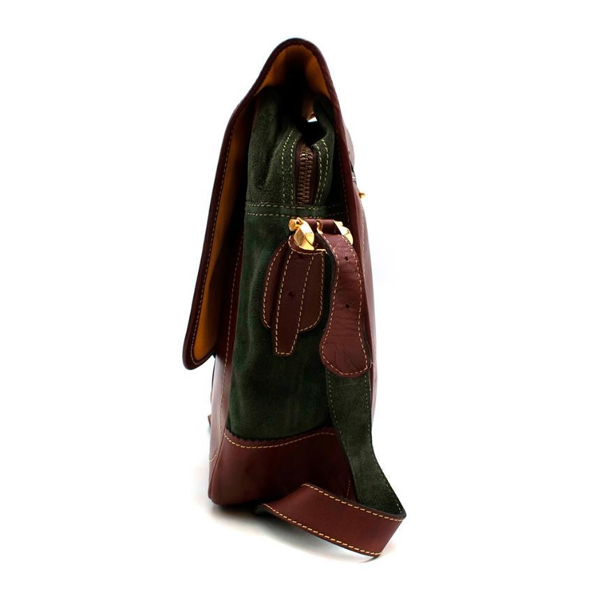Loewe Braun & Grünes Wildleder & Leder Vintage Umhängetasche 2