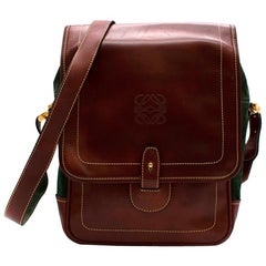 Loewe Brown & Green Suede & Leather Vintage Shoulder Bag