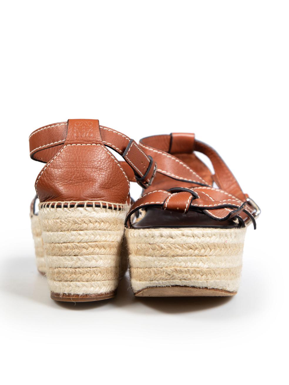 Beige Loewe Brown Leather Gate Espadrilles Sandals Size IT 41