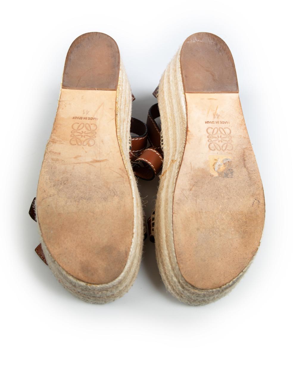 Loewe Brown Leather Gate Espadrilles Sandals Size IT 41 In Good Condition In London, GB
