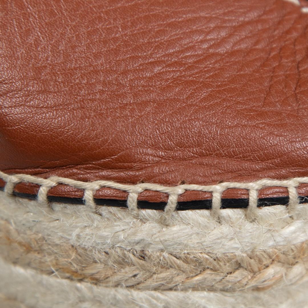 Women's Loewe Brown Leather Gate Espadrilles Sandals Size IT 41