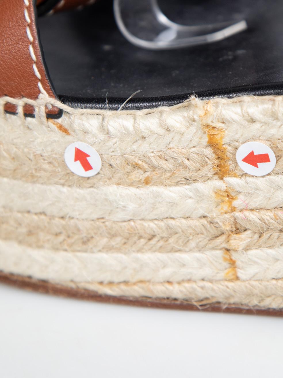 Loewe Brown Leather Gate Espadrilles Sandals Size IT 41 2