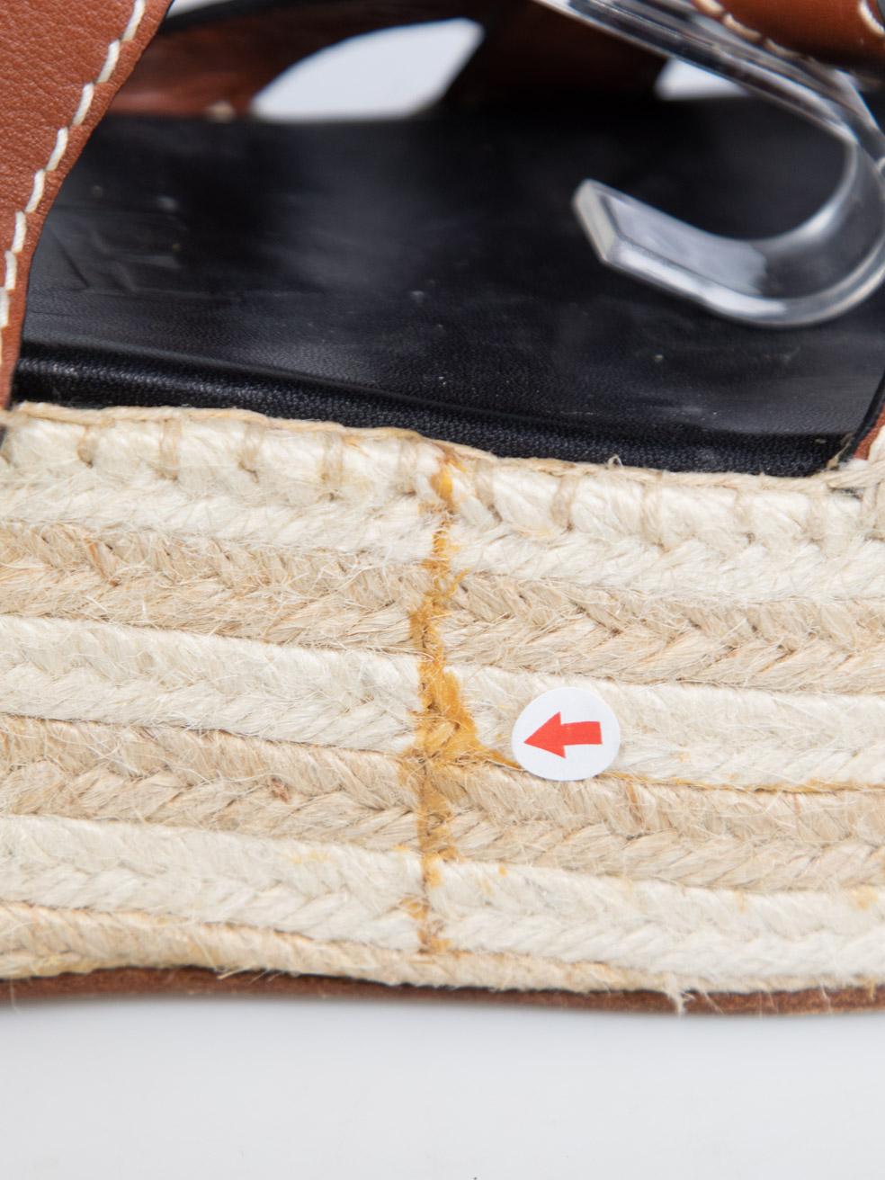 Loewe Brown Leather Gate Espadrilles Sandals Size IT 41 3