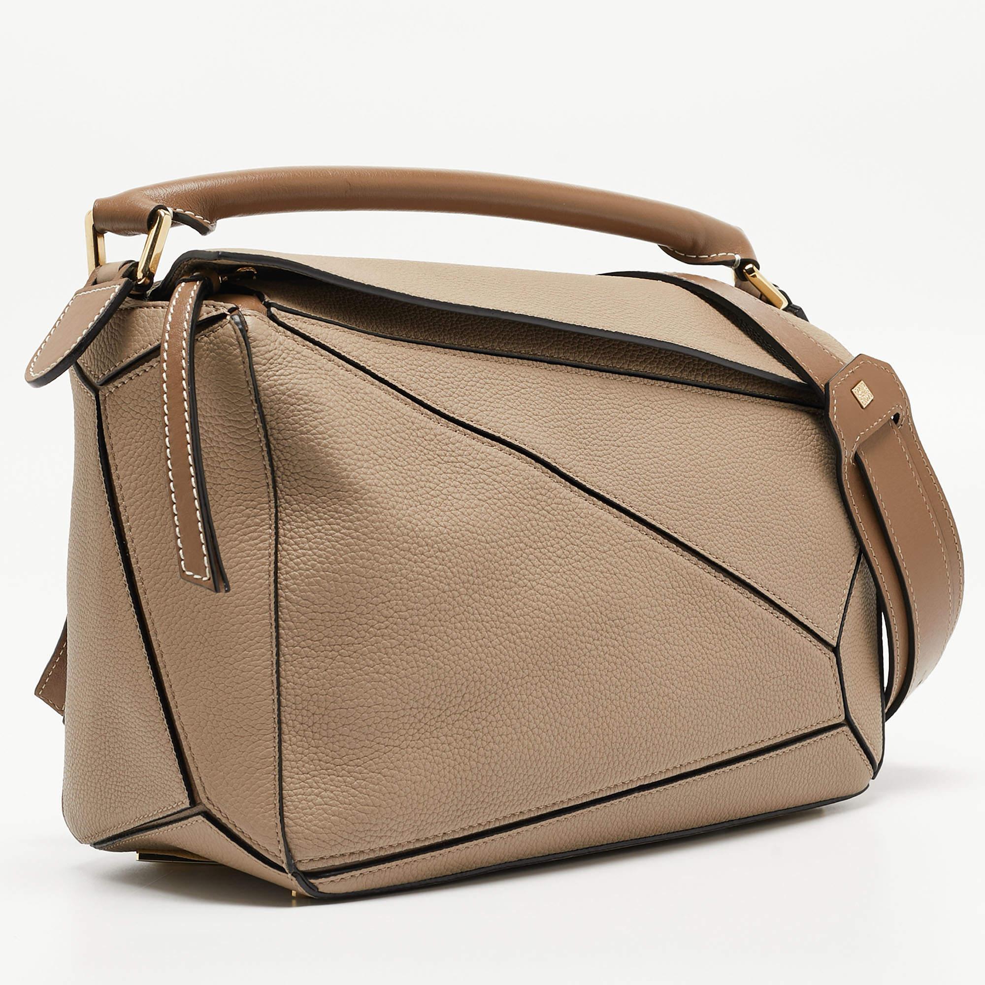 Loewe Brown Leather Medium Puzzle Shoulder Bag In Excellent Condition In Dubai, Al Qouz 2