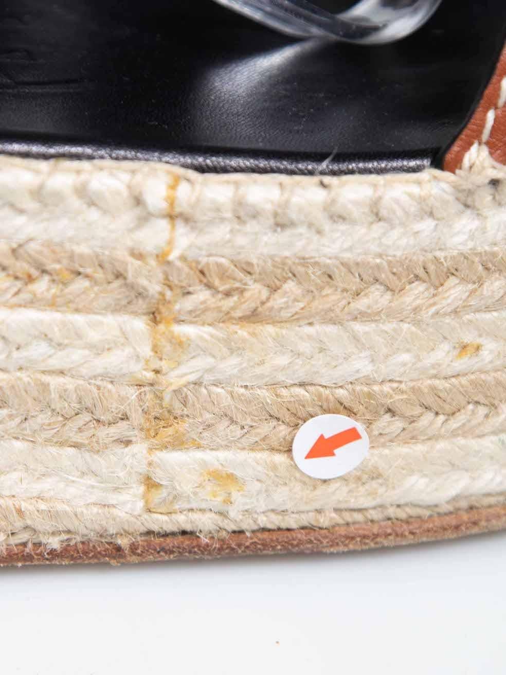 Loewe Brown Leather Platform Raffia Sandals Size IT 39 For Sale 1
