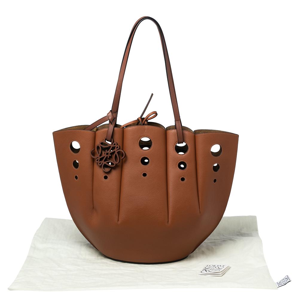 Loewe Brown Leather Shell Tote 5