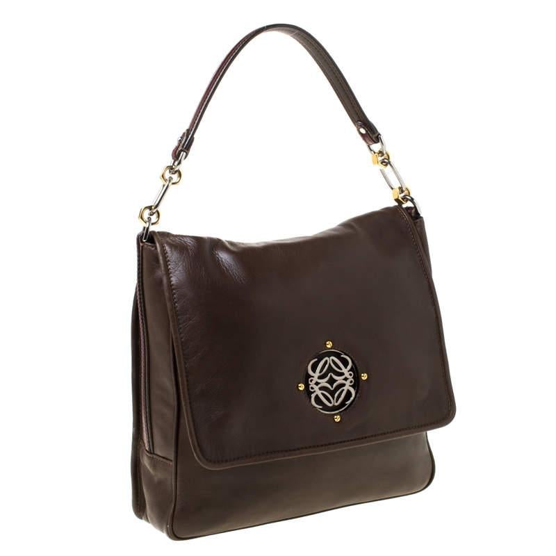 Loewe Brown Leather Shoulder Bag For Sale 1