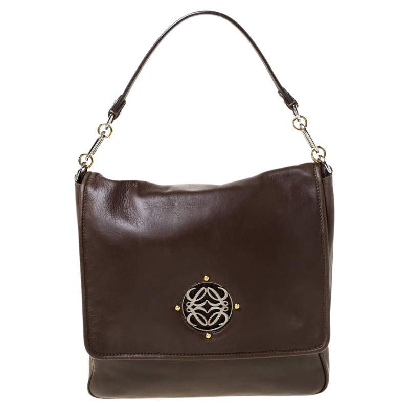 Loewe Brown Leather Shoulder Bag For Sale