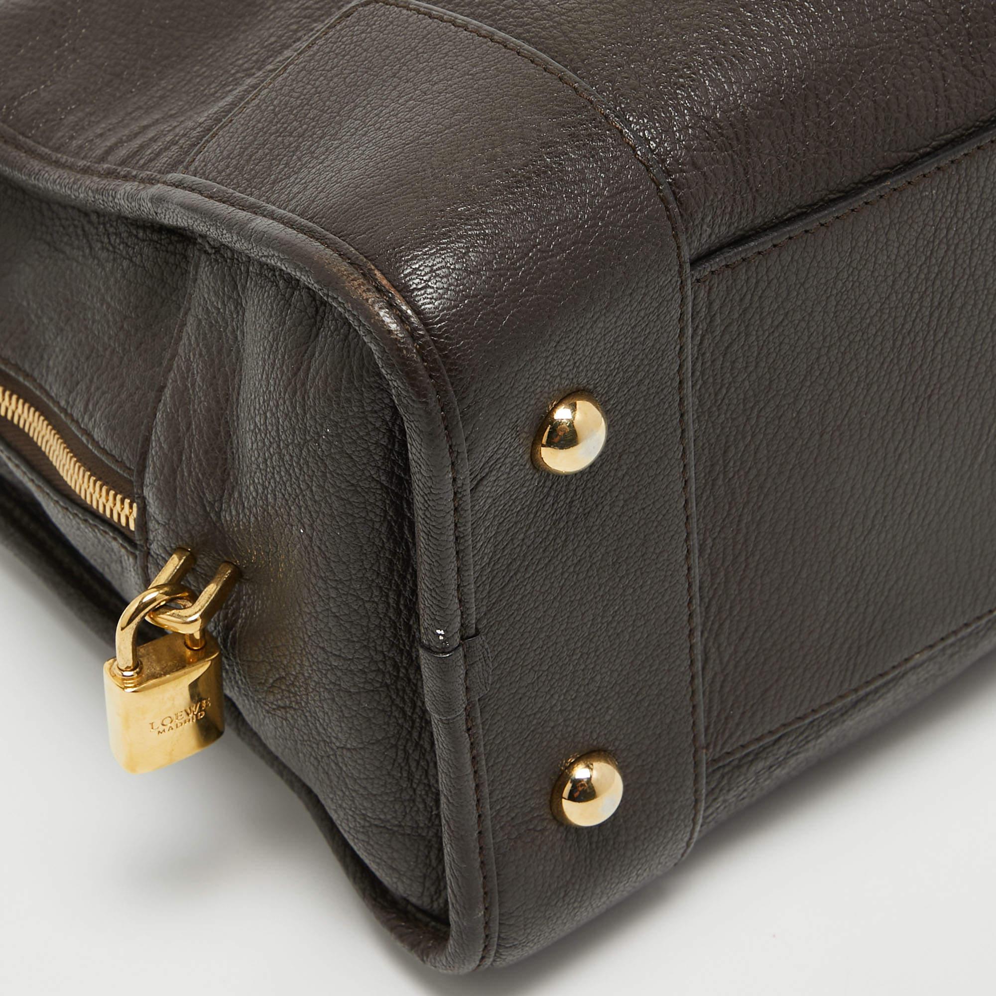 Loewe Brown Leather Wood Handle Amazona 36 Bag 6