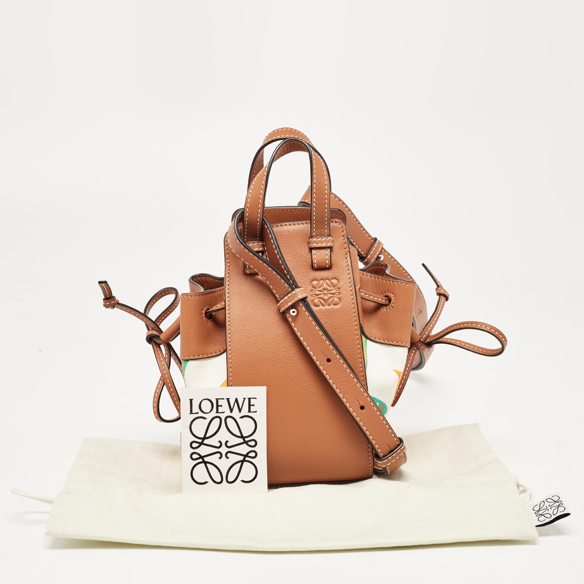 Loewe Brown Printed Canvas and Leather Small Hammock Bag 6