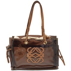 Loewe Amazona Tote aus braunem PVC und Leder