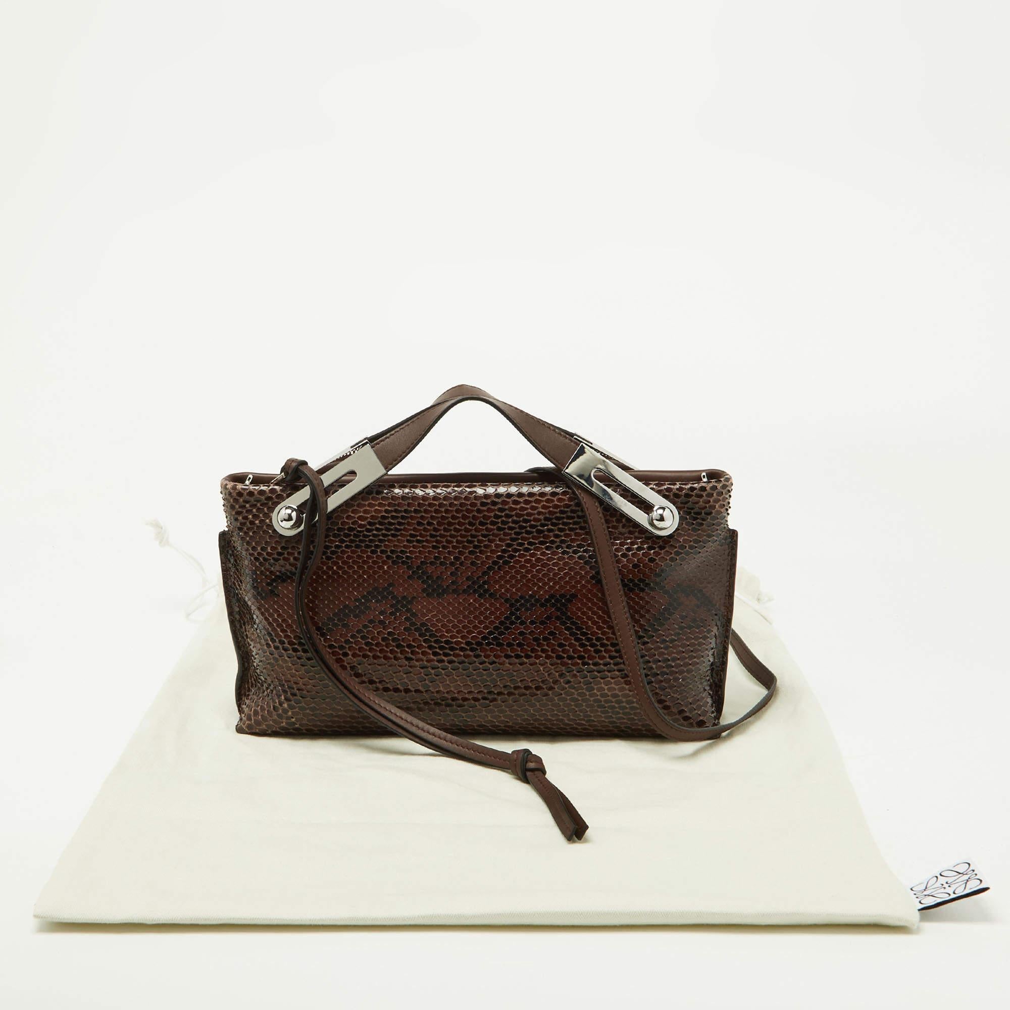 Loewe Brown Python and Leather Missy Crossbody Bag For Sale 7